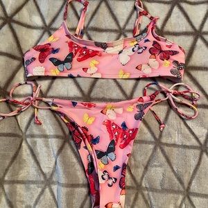 2 piece bikini set. Shein bikini pink butterfly